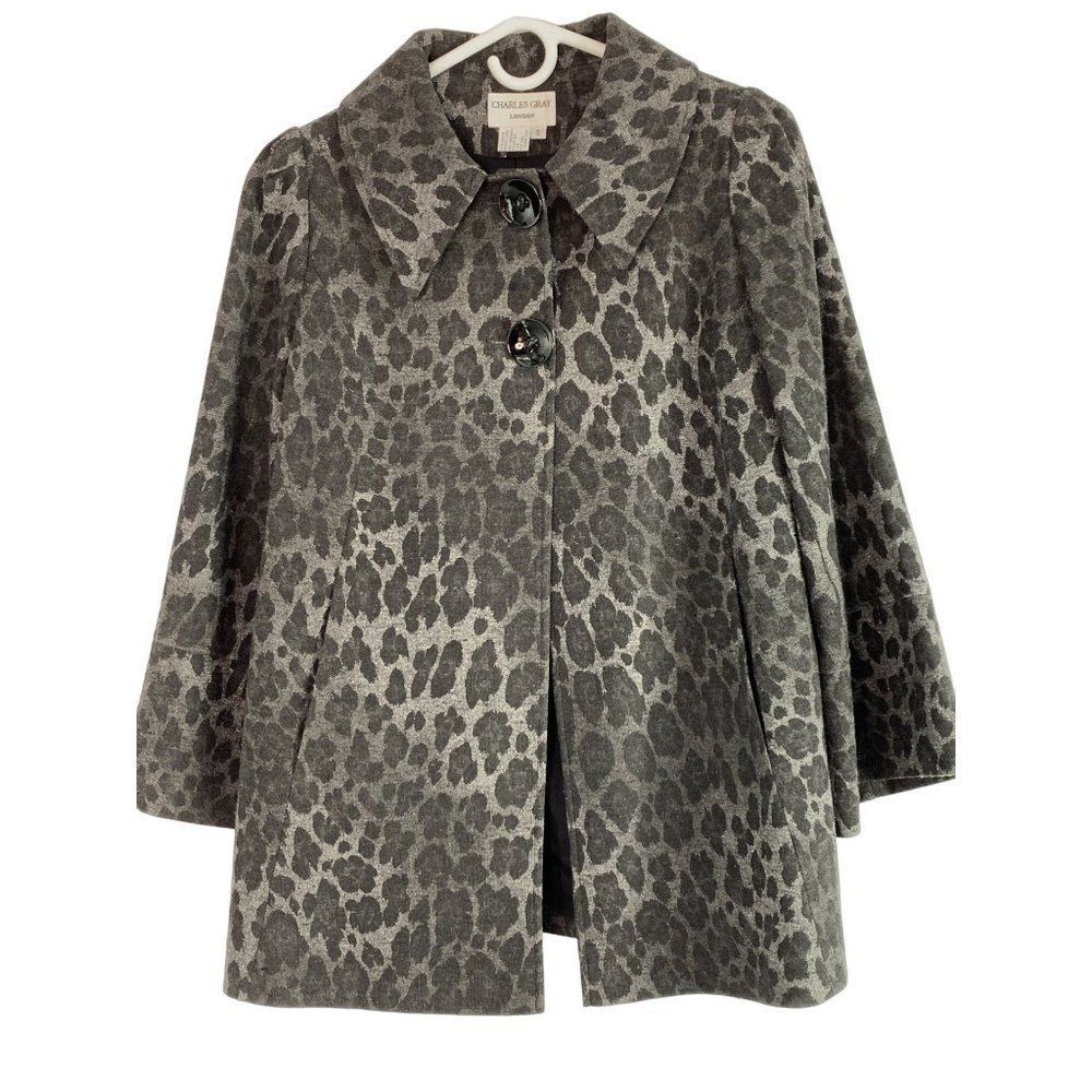 Charles gray London size small jacket swing blazer wool animal print 6285